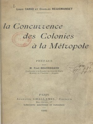 cover image of La concurrence des colonies à la métropole